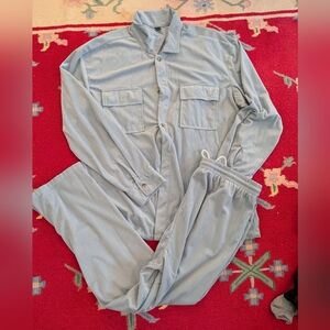 MANFINITY Light Blue Button-Up Jogger Set